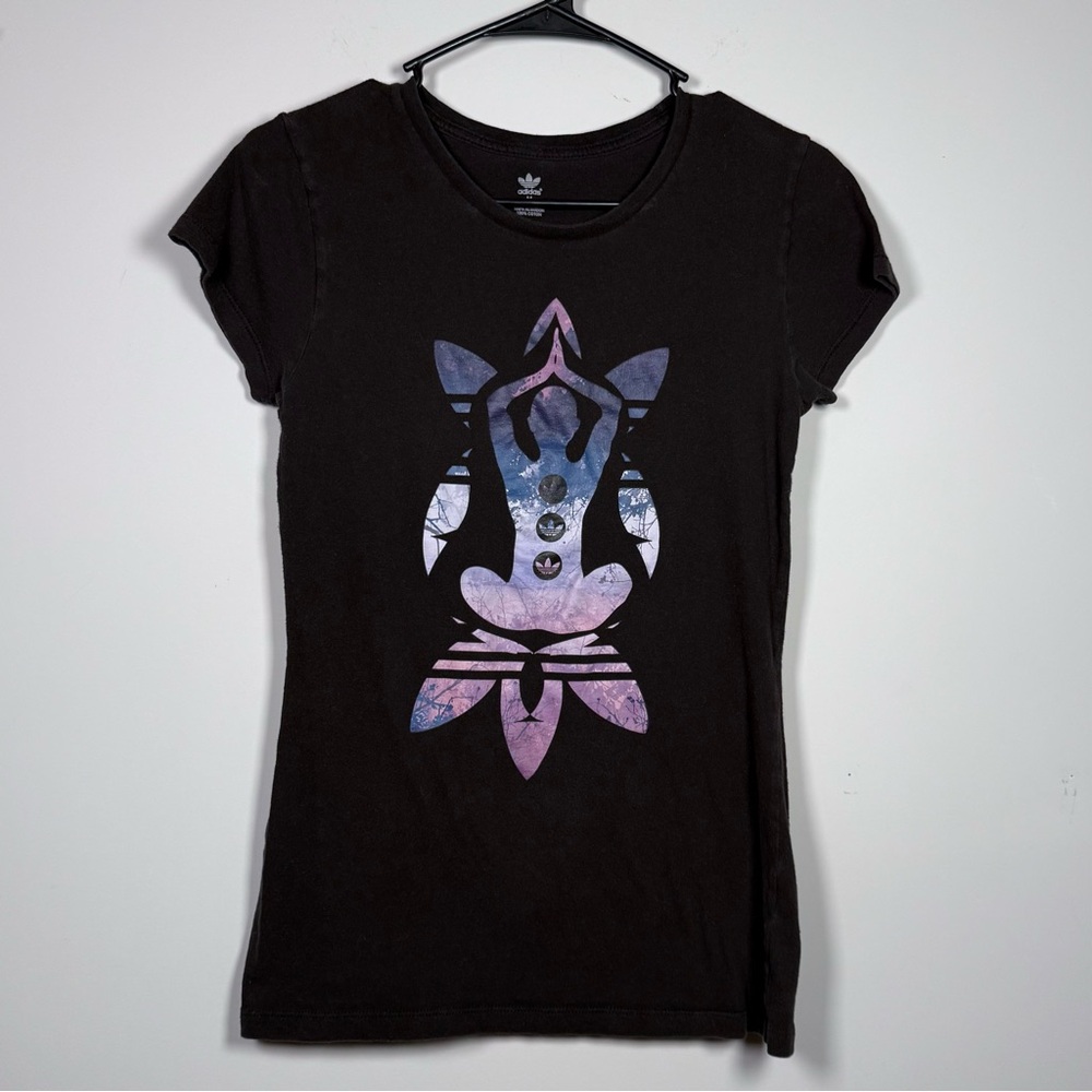 Adidas Women's Black Graphic Baby Tee